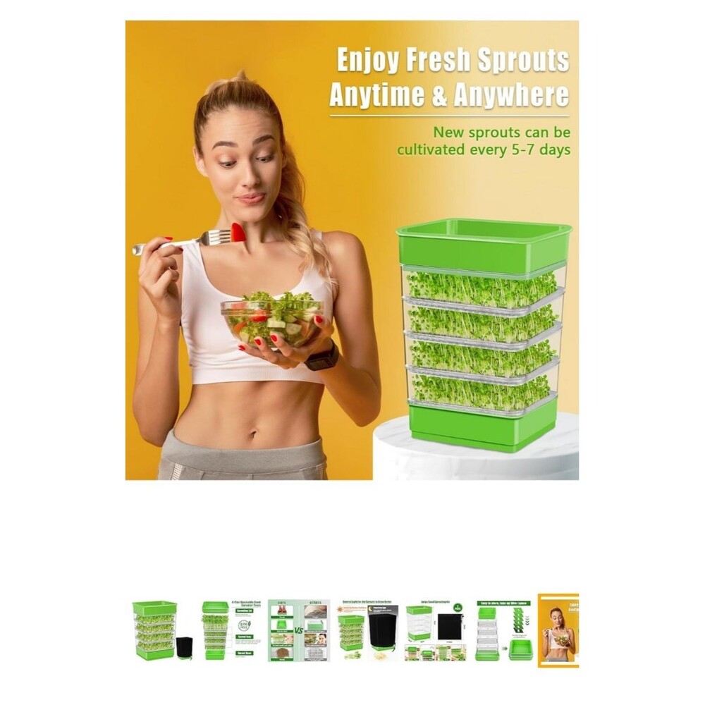 UQM2 Sprouts Growing Kit 2 Available 4 Tier Stackable New Box & Blackout Cover